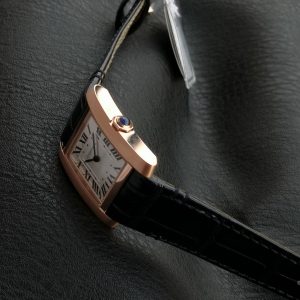 Tank Francaise Pink Gold Case Black Leather Strap