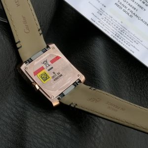 Tank Francaise Pink Gold Case Black Leather Strap