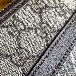 OPHIDIA 21 GG SMALL SHOULDER BAG IN BEIGE CANVAS AND BROWN CALFSKIN