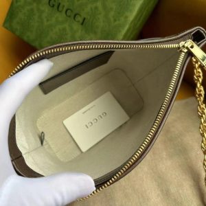 OPHIDIA 21 GG SMALL SHOULDER BAG IN BEIGE CANVAS AND BROWN CALFSKIN