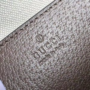 OPHIDIA 31 SMALL TOP HANDLE BAG IN BEIGE CANVAS AND BROWN CALFSKIN