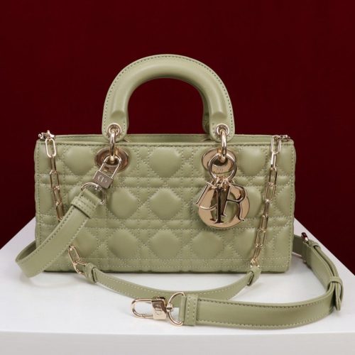 medium lady d-joy 26 khaki green lambskin