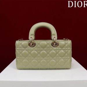 medium lady d-joy 26 khaki green lambskin