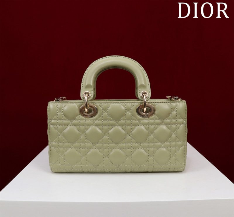 medium lady d-joy 26 khaki green lambskin