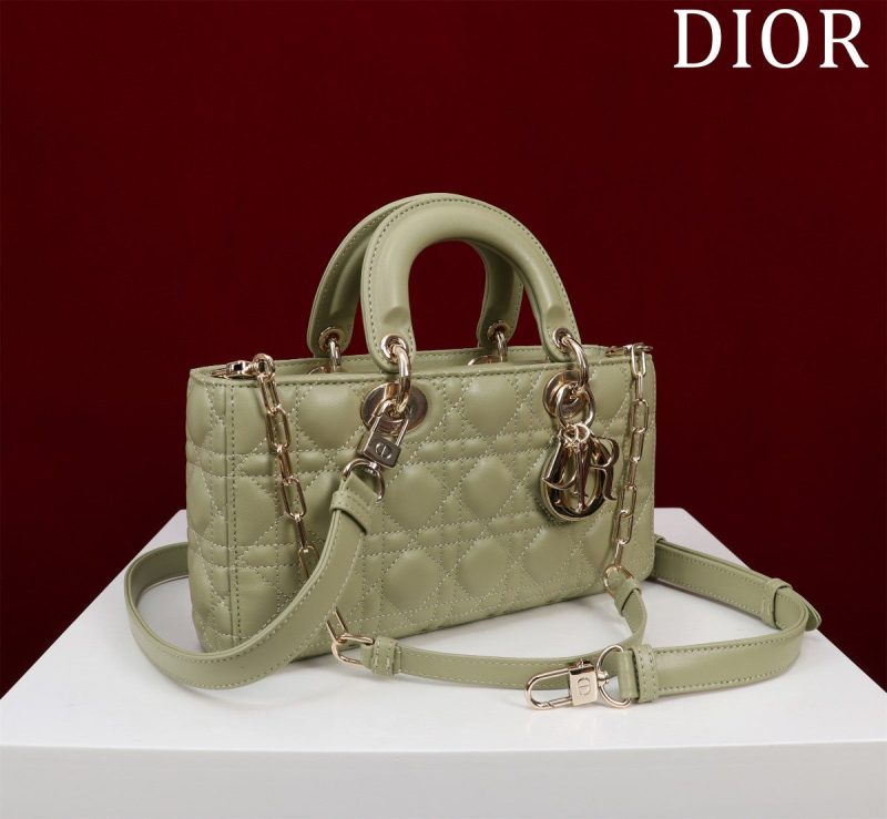medium lady d-joy 26 khaki green lambskin