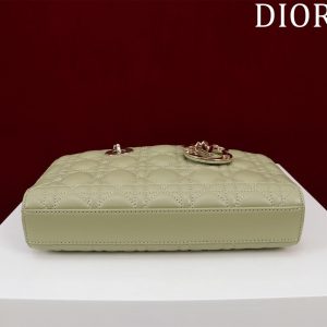 medium lady d-joy 26 khaki green lambskin