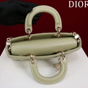 medium lady d-joy 26 khaki green lambskin
