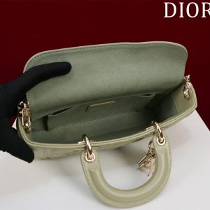 medium lady d-joy 26 khaki green lambskin