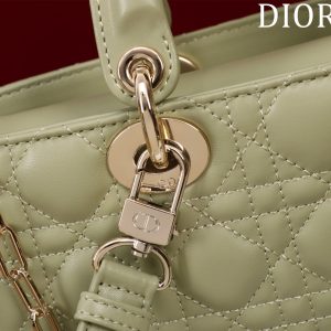 medium lady d-joy 26 khaki green lambskin