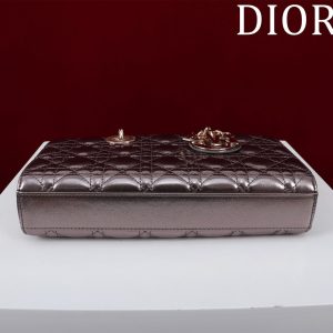 medium lady d-joy 26 dark purple metalic lambskin