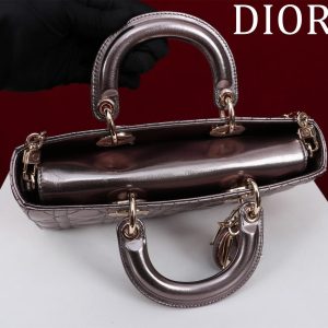 medium lady d-joy 26 dark purple metalic lambskin