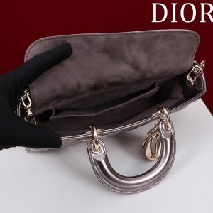 medium lady d-joy 26 dark purple metalic lambskin