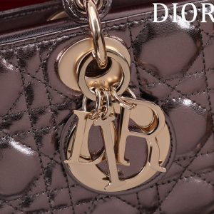 medium lady d-joy 26 dark purple metalic lambskin