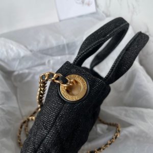 CC 25K Mini Bow Bag 26cm Black Denim