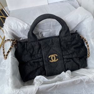 CC 25K Mini Bow Bag 26cm Black Denim