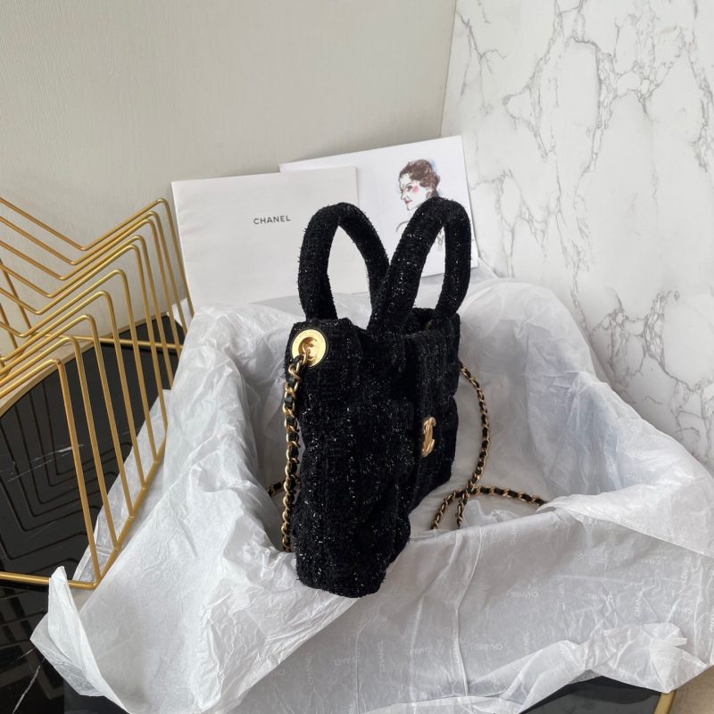 CC 25K Mini Bow Bag 26cm Black Tweed