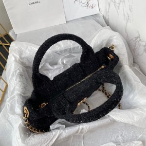CC 25K Mini Bow Bag 26cm Black Tweed
