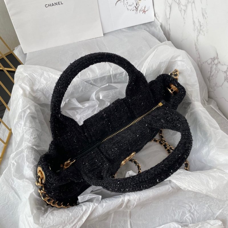 CC 25K Mini Bow Bag 26cm Black Tweed