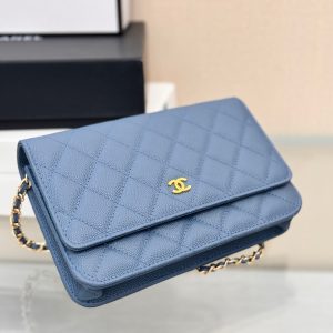 WOC 19CM BLUE JEAN CAVIAR GOLD HARDWARE