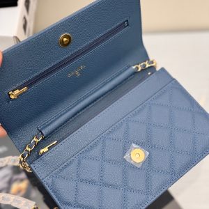 WOC 19CM BLUE JEAN CAVIAR GOLD HARDWARE