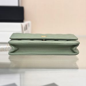 WOC 19CM KHAKI BLUE CAVIAR GOLD HARDWARE