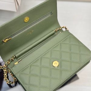 WOC 19CM KHAKI BLUE CAVIAR GOLD HARDWARE