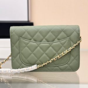 WOC 19CM KHAKI BLUE CAVIAR GOLD HARDWARE