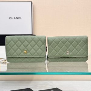 WOC 19CM KHAKI BLUE CAVIAR GOLD HARDWARE