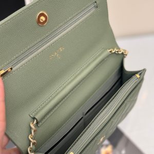 WOC 19CM KHAKI BLUE CAVIAR GOLD HARDWARE