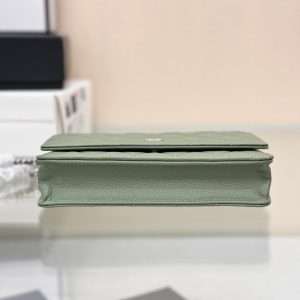 WOC 19CM KHAKI BLUE CAVIAR SILVER HARDWARE