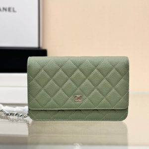 WOC 19CM KHAKI BLUE CAVIAR SILVER HARDWARE