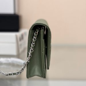 WOC 19CM KHAKI BLUE CAVIAR SILVER HARDWARE