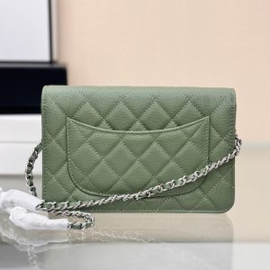 WOC 19CM KHAKI BLUE CAVIAR SILVER HARDWARE