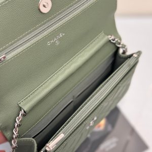 WOC 19CM KHAKI BLUE CAVIAR SILVER HARDWARE