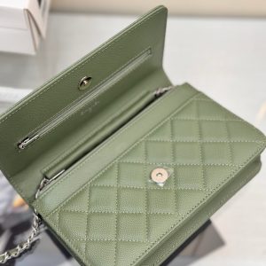 WOC 19CM KHAKI BLUE CAVIAR SILVER HARDWARE