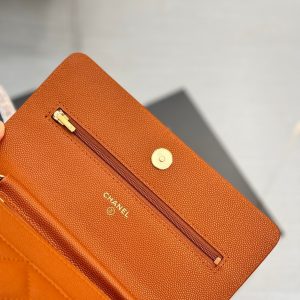 WOC 19CM ORANGE CAVIAR GOLD HARDWARE