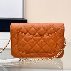 WOC 19CM ORANGE CAVIAR GOLD HARDWARE