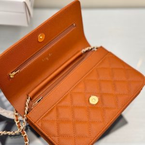 WOC 19CM ORANGE CAVIAR GOLD HARDWARE