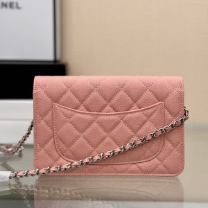 WOC 19CM LIGHT PINK CAVIAR SILVER HARDWARE