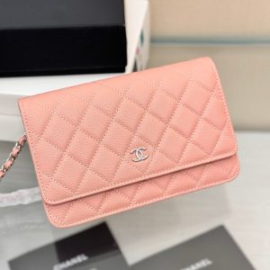 WOC 19CM LIGHT PINK CAVIAR SILVER HARDWARE
