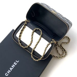 CC Vanity Case 17cm Black Leather Gold Hardware 238495