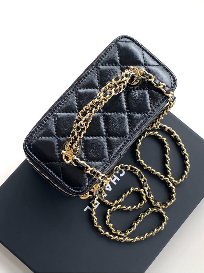 CC Vanity Case 17cm Black Leather Gold Hardware 238495