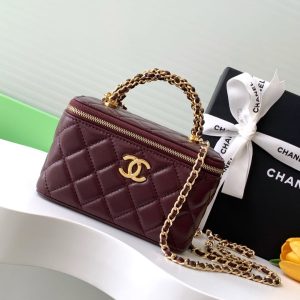 CC Vanity Case 17cm Burgundy Leather Gold Hardware 238499