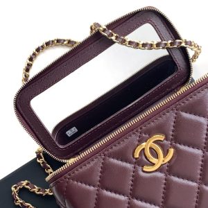 CC Vanity Case 17cm Burgundy Leather Gold Hardware 238499