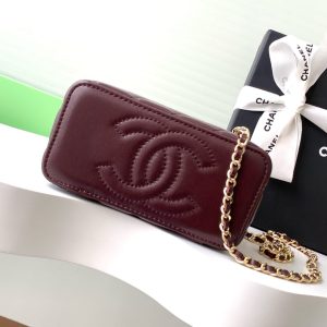 CC Vanity Case 17cm Burgundy Leather Gold Hardware 238499