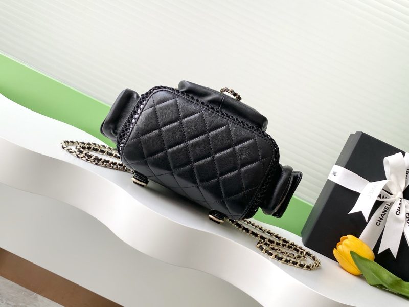 cc 25S Backpack 25cm Black Mesh Calfskin