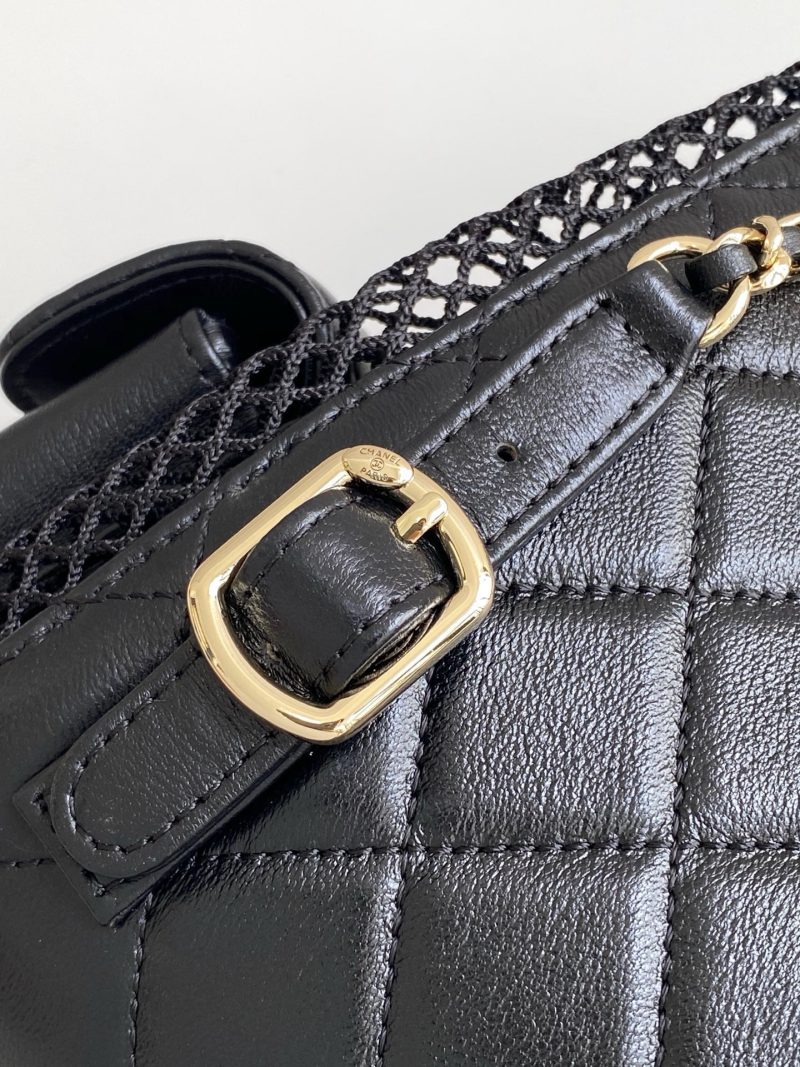 cc 25S Backpack 25cm Black Mesh Calfskin