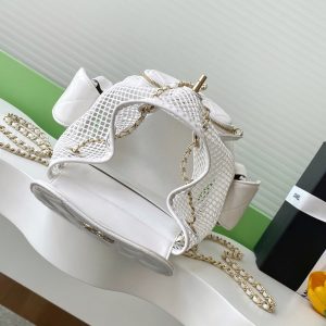 cc 25S Backpack 25cm White Mesh Calfskin