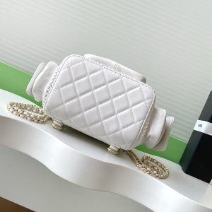 cc 25S Backpack 25cm White Mesh Calfskin