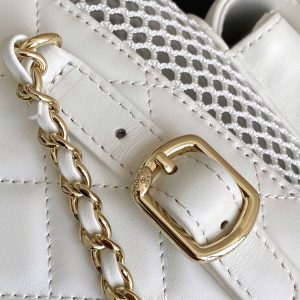 cc 25S Backpack 25cm White Mesh Calfskin